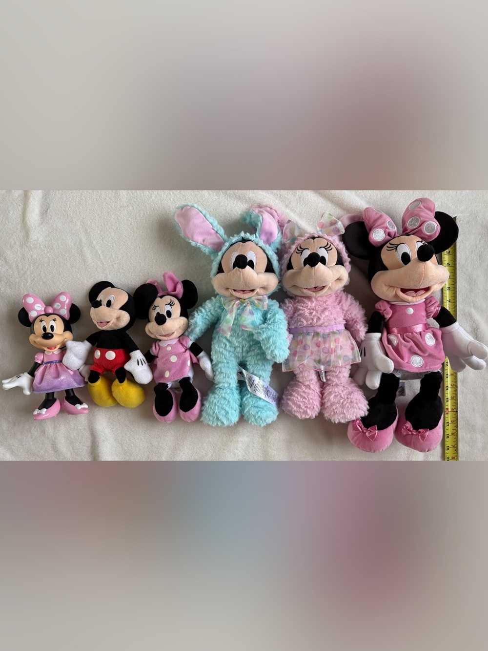 Disney Mickey & Minnie Plush Lot of 6 (includes a pair of Bunny Costume)